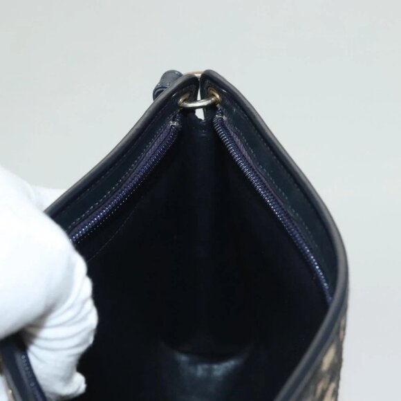 Christian Dior Trotter Canvas Shoulder Bag Navy Gold Auth ep9528 - Picture 13 of 16